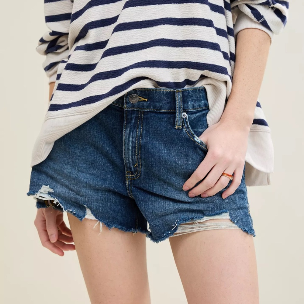 Aerie Daydream Distressed Blue Jean Shorts
